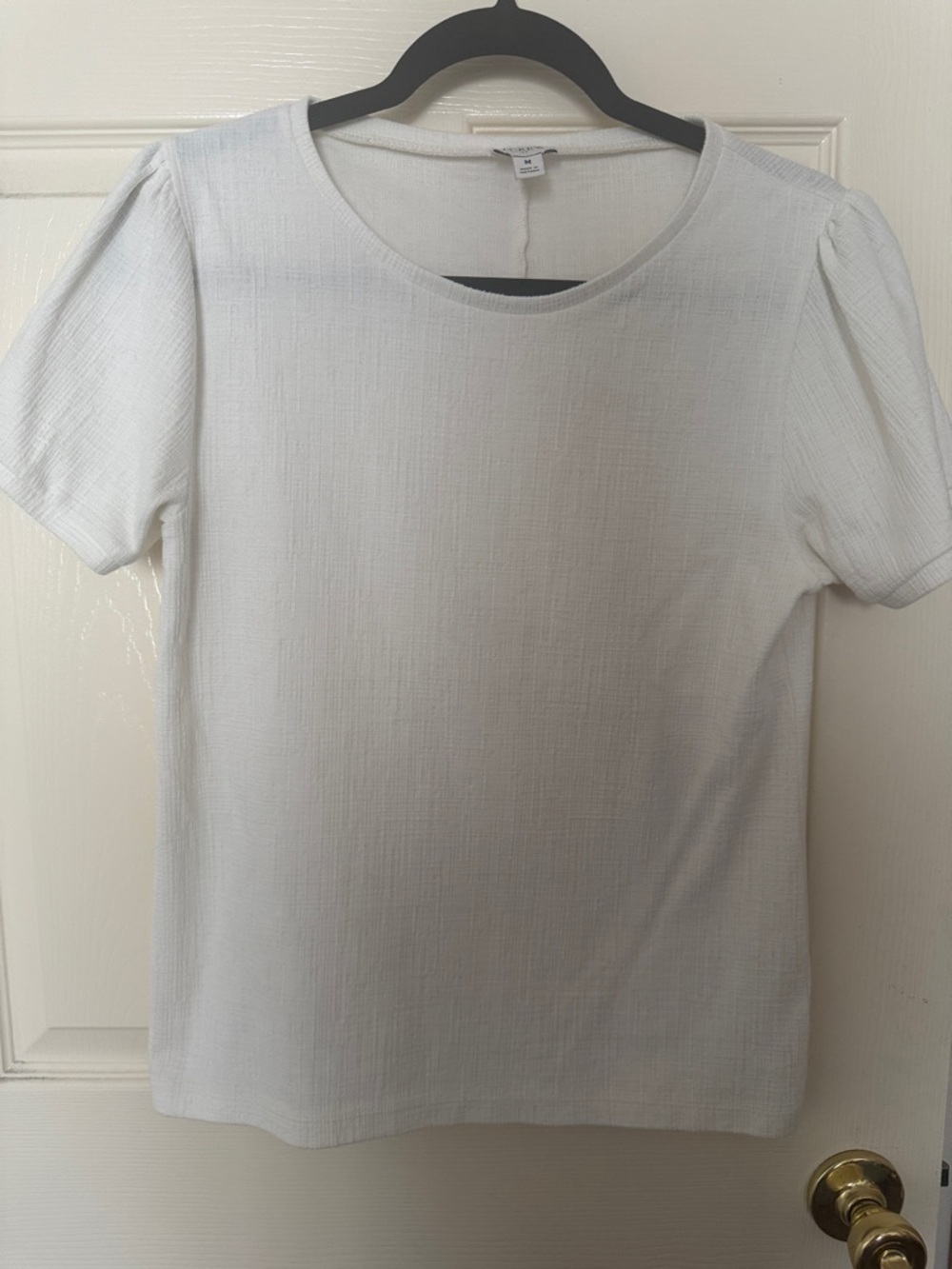 J. Crew White Short-Sleeve Textured Crewneck Top